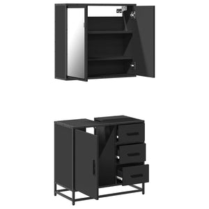 vidaXL 2 Piece Bathroom Furniture Set Black Engineered Wood