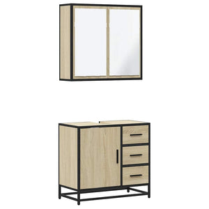 vidaXL 2 Piece Bathroom Furniture Set Sonoma Oak Engineered Wood