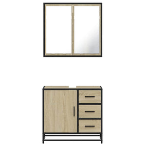 vidaXL 2 Piece Bathroom Furniture Set Sonoma Oak Engineered Wood