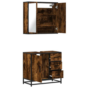 vidaXL 2 Piece Bathroom Furniture Set Smoked Oak Engineered Wood