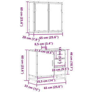 vidaXL 2 Piece Bathroom Furniture Set Smoked Oak Engineered Wood