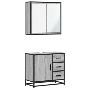 vidaXL 2 Piece Bathroom Furniture Set Grey Sonoma Engineered Wood