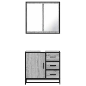 vidaXL 2 Piece Bathroom Furniture Set Grey Sonoma Engineered Wood