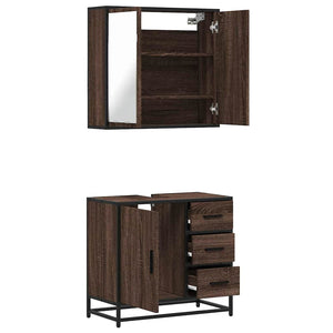 vidaXL 2 Piece Bathroom Furniture Set Brown Oak Engineered Wood