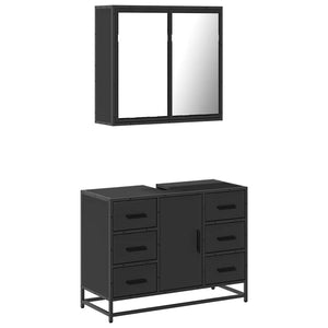 vidaXL 2 Piece Bathroom Furniture Set Black Engineered Wood