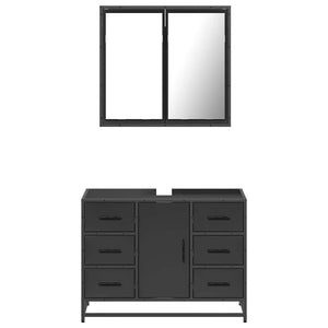 vidaXL 2 Piece Bathroom Furniture Set Black Engineered Wood