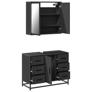 vidaXL 2 Piece Bathroom Furniture Set Black Engineered Wood