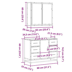 vidaXL 2 Piece Bathroom Furniture Set Black Engineered Wood