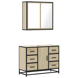 vidaXL 2 Piece Bathroom Furniture Set Sonoma Oak Engineered Wood