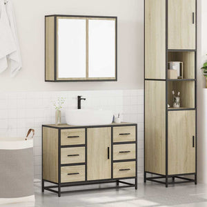 vidaXL 2 Piece Bathroom Furniture Set Sonoma Oak Engineered Wood