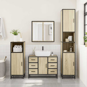 vidaXL 2 Piece Bathroom Furniture Set Sonoma Oak Engineered Wood