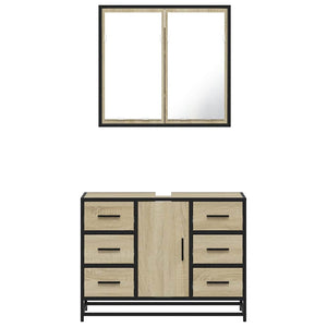 vidaXL 2 Piece Bathroom Furniture Set Sonoma Oak Engineered Wood