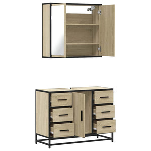 vidaXL 2 Piece Bathroom Furniture Set Sonoma Oak Engineered Wood