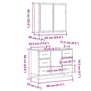 vidaXL 2 Piece Bathroom Furniture Set Sonoma Oak Engineered Wood