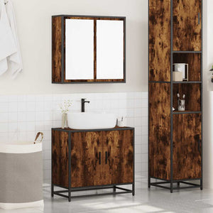 vidaXL 2 Piece Bathroom Furniture Set Smoked Oak Engineered Wood