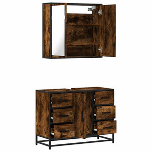 vidaXL 2 Piece Bathroom Furniture Set Smoked Oak Engineered Wood