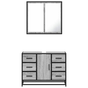 vidaXL 2 Piece Bathroom Furniture Set Grey Sonoma Engineered Wood