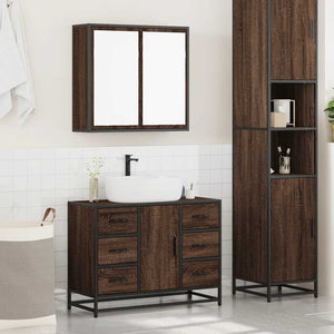 vidaXL 2 Piece Bathroom Furniture Set Brown Oak Engineered Wood