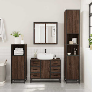 vidaXL 2 Piece Bathroom Furniture Set Brown Oak Engineered Wood