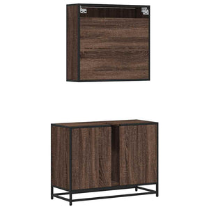 vidaXL 2 Piece Bathroom Furniture Set Brown Oak Engineered Wood