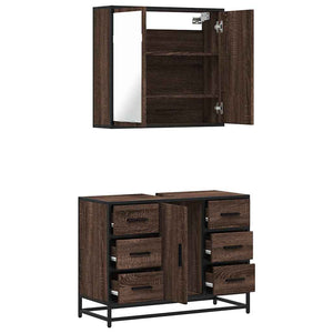 vidaXL 2 Piece Bathroom Furniture Set Brown Oak Engineered Wood