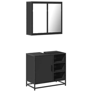 vidaXL 2 Piece Bathroom Furniture Set Black Engineered Wood