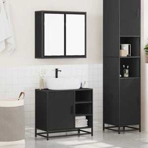 vidaXL 2 Piece Bathroom Furniture Set Black Engineered Wood