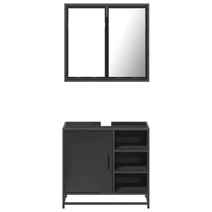 vidaXL 2 Piece Bathroom Furniture Set Black Engineered Wood