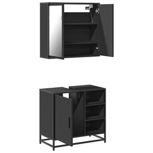 vidaXL 2 Piece Bathroom Furniture Set Black Engineered Wood