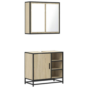 vidaXL 2 Piece Bathroom Furniture Set Sonoma Oak Engineered Wood