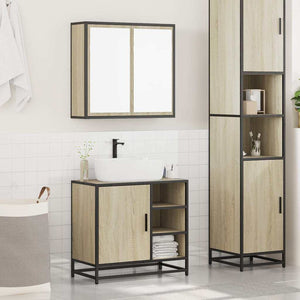 vidaXL 2 Piece Bathroom Furniture Set Sonoma Oak Engineered Wood