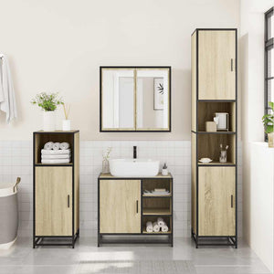 vidaXL 2 Piece Bathroom Furniture Set Sonoma Oak Engineered Wood