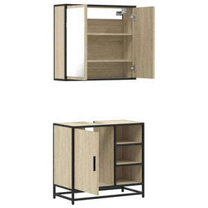 vidaXL 2 Piece Bathroom Furniture Set Sonoma Oak Engineered Wood