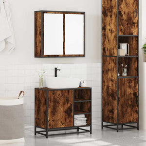 vidaXL 2 Piece Bathroom Furniture Set Smoked Oak Engineered Wood