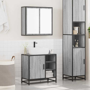 vidaXL 2 Piece Bathroom Furniture Set Grey Sonoma Engineered Wood