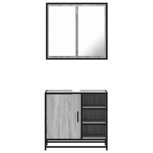 vidaXL 2 Piece Bathroom Furniture Set Grey Sonoma Engineered Wood