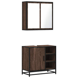 vidaXL 2 Piece Bathroom Furniture Set Brown Oak Engineered Wood