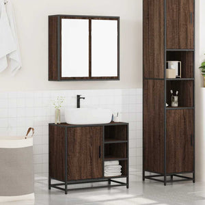 vidaXL 2 Piece Bathroom Furniture Set Brown Oak Engineered Wood