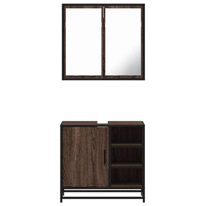 vidaXL 2 Piece Bathroom Furniture Set Brown Oak Engineered Wood