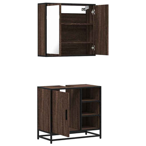 vidaXL 2 Piece Bathroom Furniture Set Brown Oak Engineered Wood