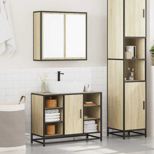 vidaXL 2 Piece Bathroom Furniture Set Sonoma Oak Engineered Wood