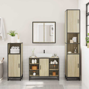 vidaXL 2 Piece Bathroom Furniture Set Sonoma Oak Engineered Wood