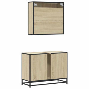 vidaXL 2 Piece Bathroom Furniture Set Sonoma Oak Engineered Wood