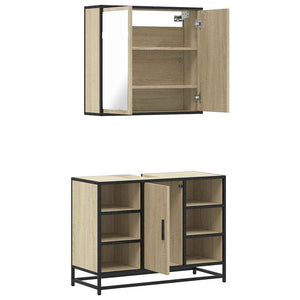 vidaXL 2 Piece Bathroom Furniture Set Sonoma Oak Engineered Wood