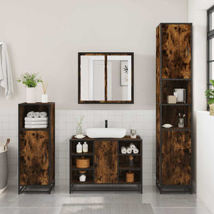 vidaXL 2 Piece Bathroom Furniture Set Smoked Oak Engineered Wood