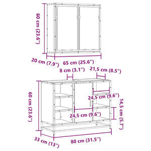 vidaXL 2 Piece Bathroom Furniture Set Smoked Oak Engineered Wood