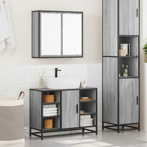 vidaXL 2 Piece Bathroom Furniture Set Grey Sonoma Engineered Wood