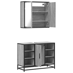 vidaXL 2 Piece Bathroom Furniture Set Grey Sonoma Engineered Wood