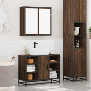 vidaXL 2 Piece Bathroom Furniture Set Brown Oak Engineered Wood