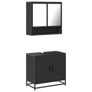 vidaXL 2 Piece Bathroom Furniture Set Black Engineered Wood